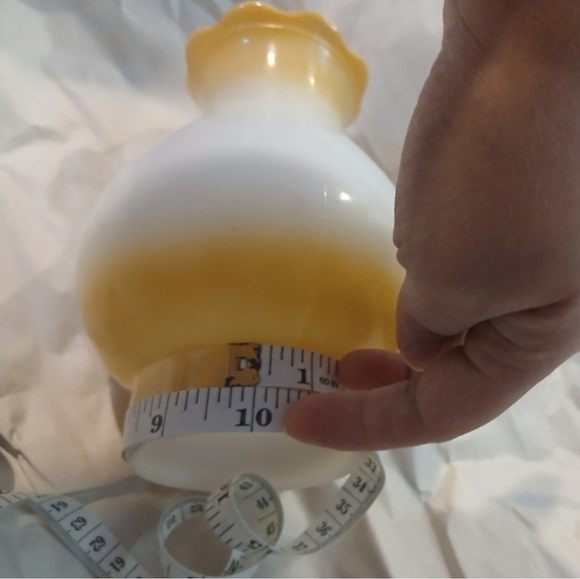 Vintage Milk Glass Hurricane Lamp Shade Ombre | Floral Amber | Romantic Cottage - Picture 13 of 16